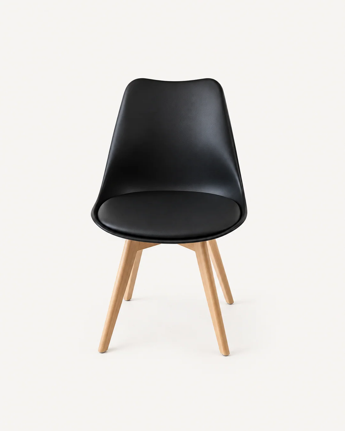 Black Shell Chair with Wood-tone Legs